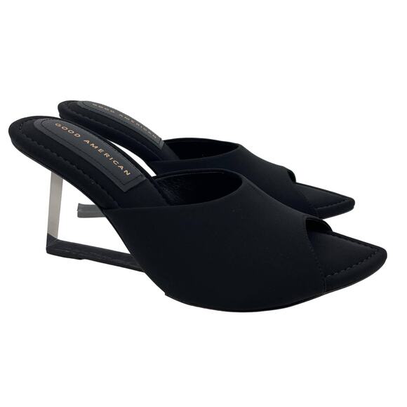 Good American Clear Wedge Sandals Size 7.5 Neoprene GA368N-X - Picture 5 of 7